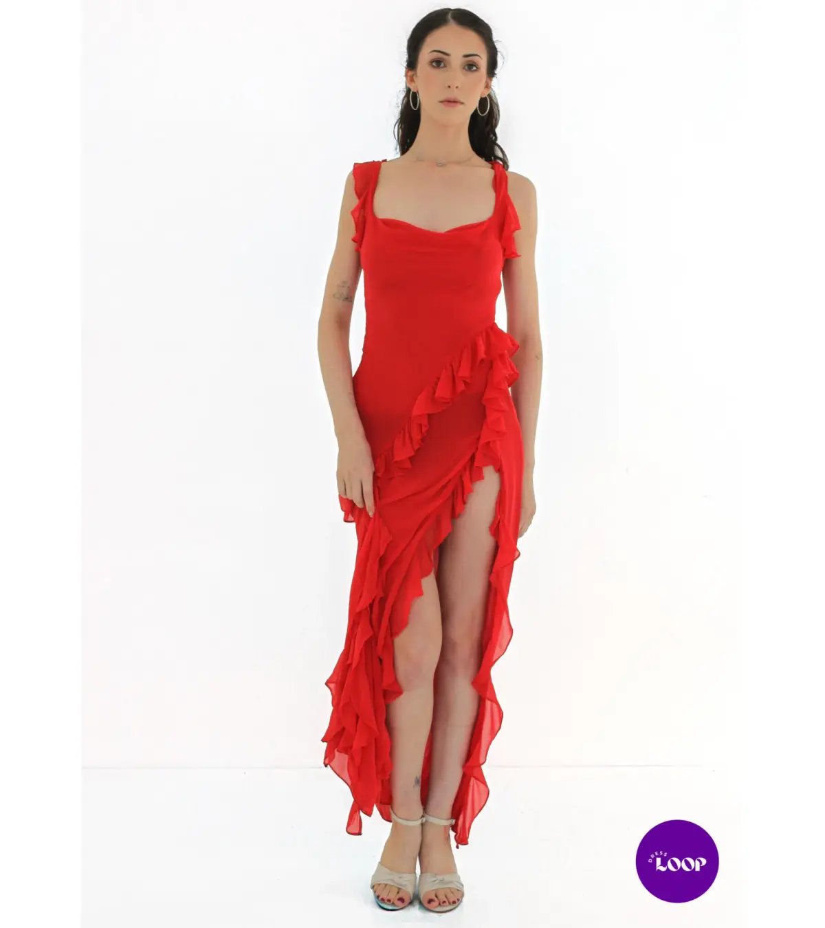 HOUSE OF CB  Ariela Cherry Ruffle Maxi Dress Size S photo 3