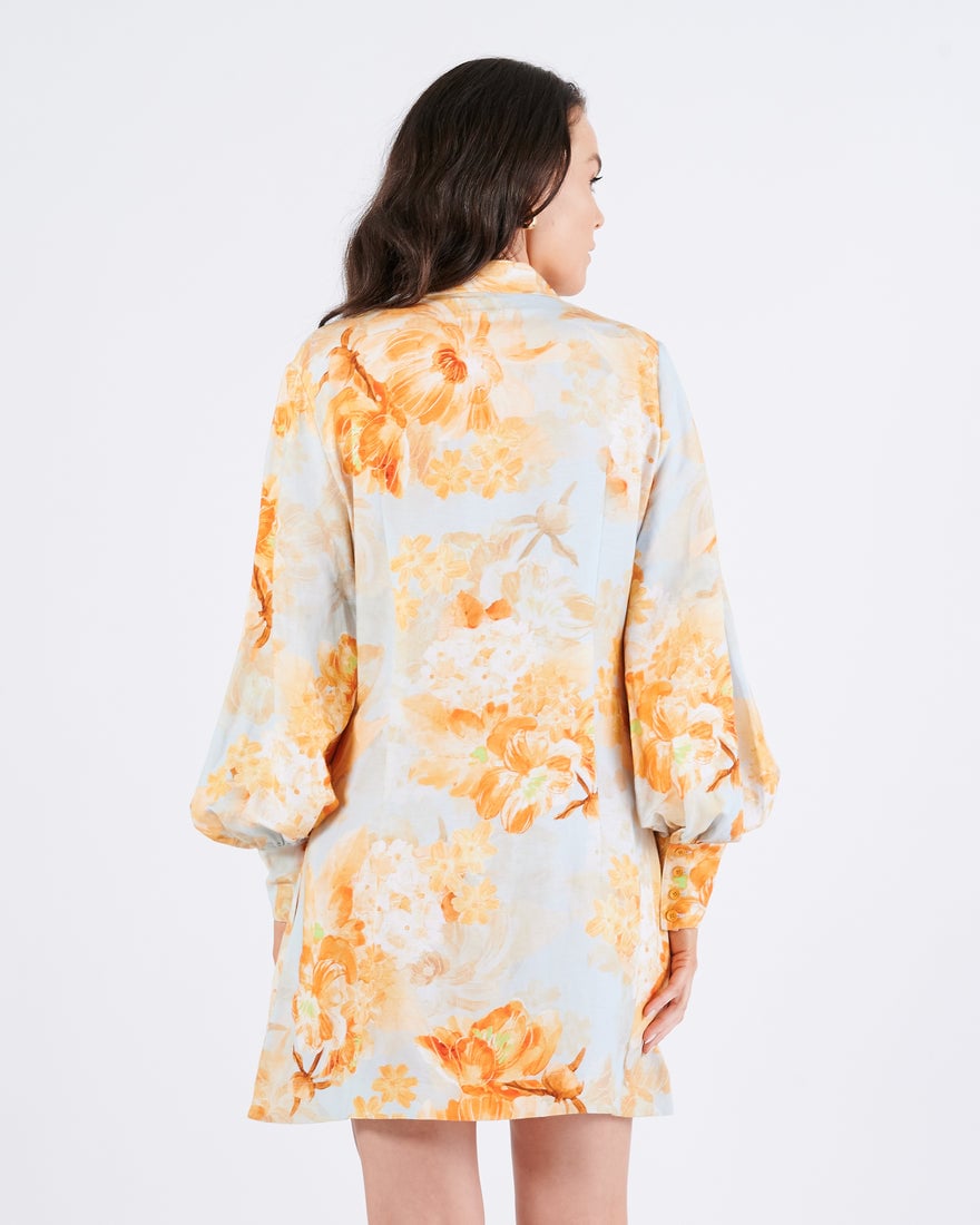 Leo Lin Luminous Linen Mini Dress - Camellia Print photo 4