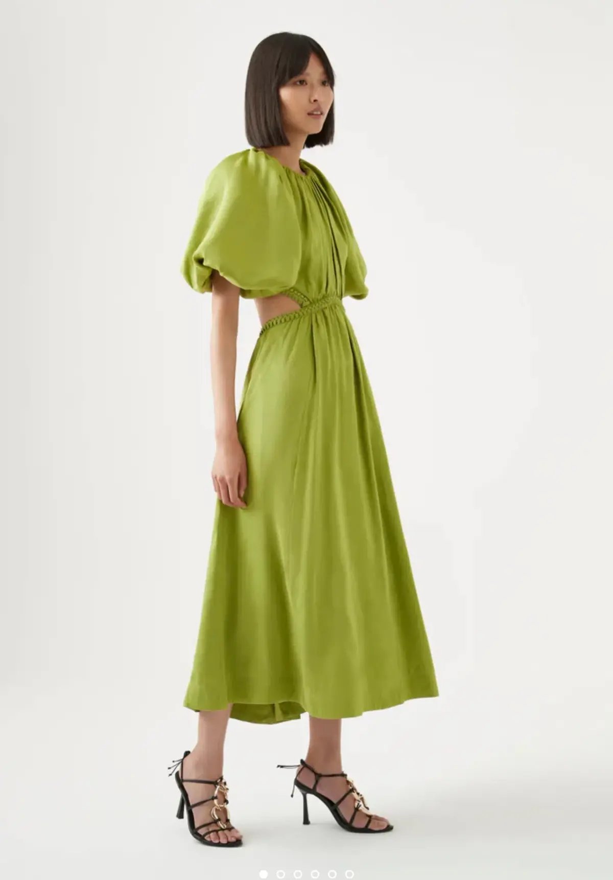 Aje Capucine Puff Sleeve Midi Dress Green Size 10 photo 4