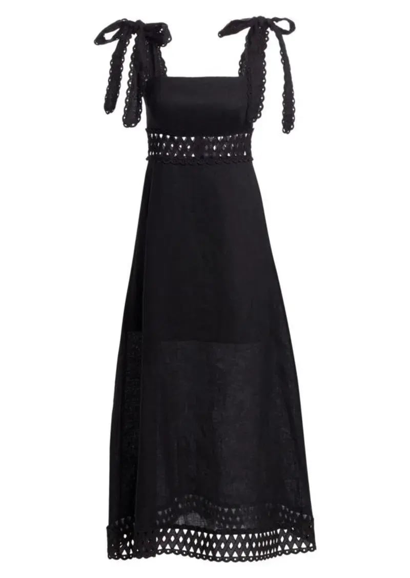 Zimmerman Verity Tie-Shoulder Linen Maxi Dress Black Size 0 photo 3
