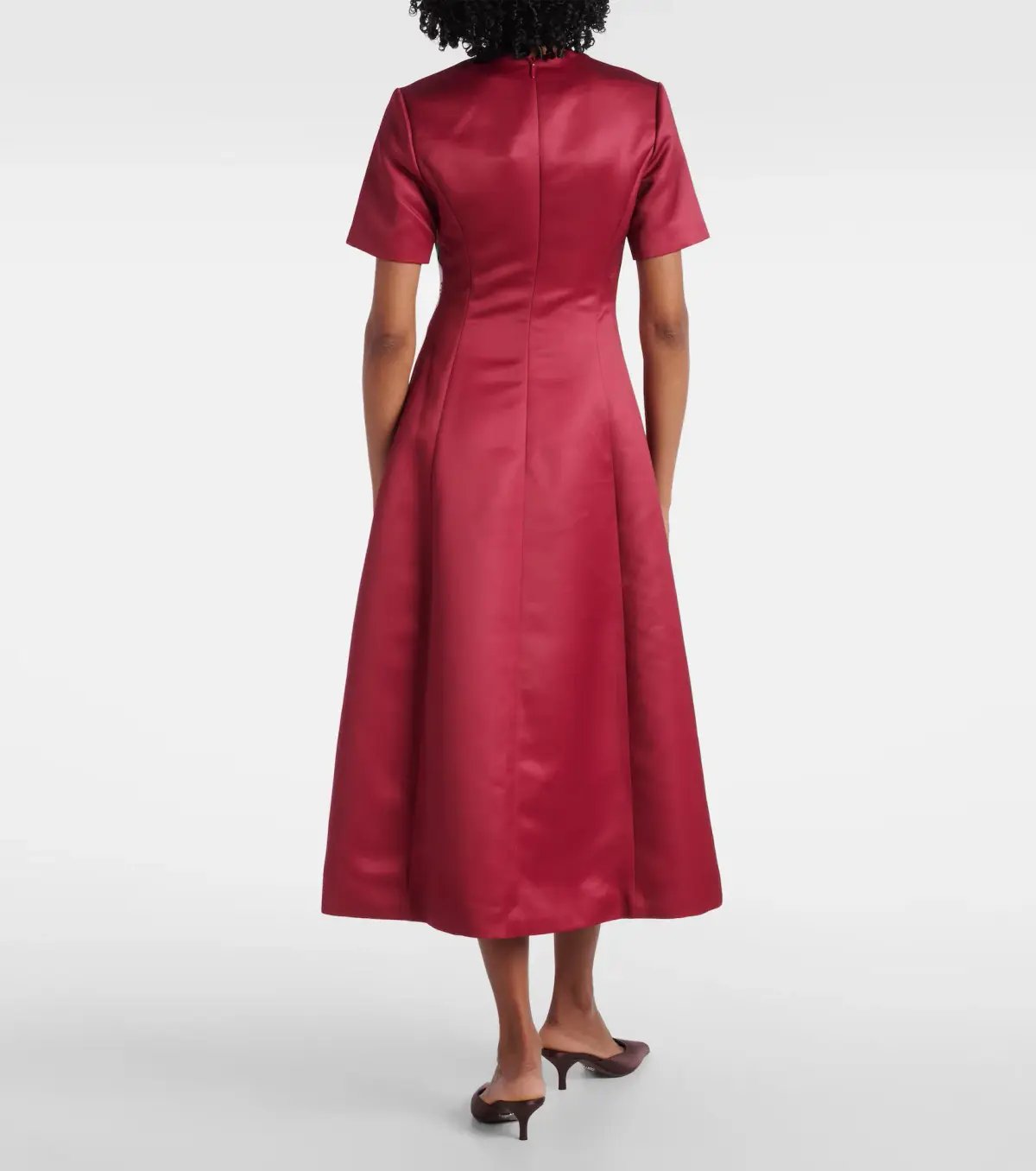 Leo Lin Caroline Short Sleeve Midi Dress Lily Print in Burgundy Size AU 8 photo 3