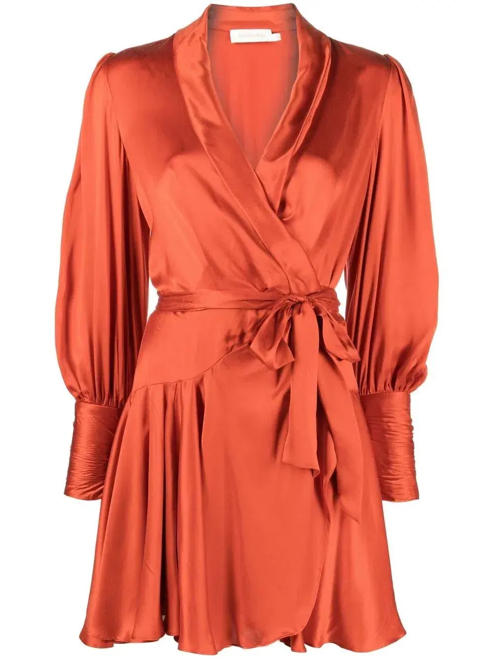 Zimmermann Silk-Satin Mini Wrap Dress Red Size 1 / AU 10 photo 4