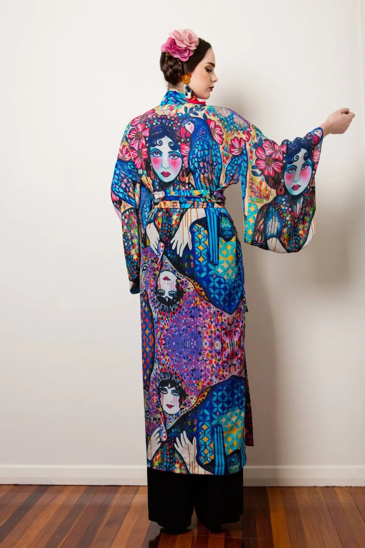 Sarah Hickey Art Silk Kimono Almost One Of A Kind Size 18 photo 4