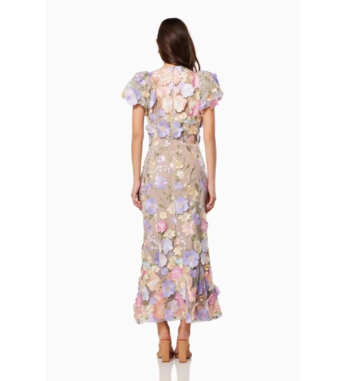 Elliatt Asterea 3D Pastel Floral Midi Gown in Pink Size S/ AU 8 photo 3