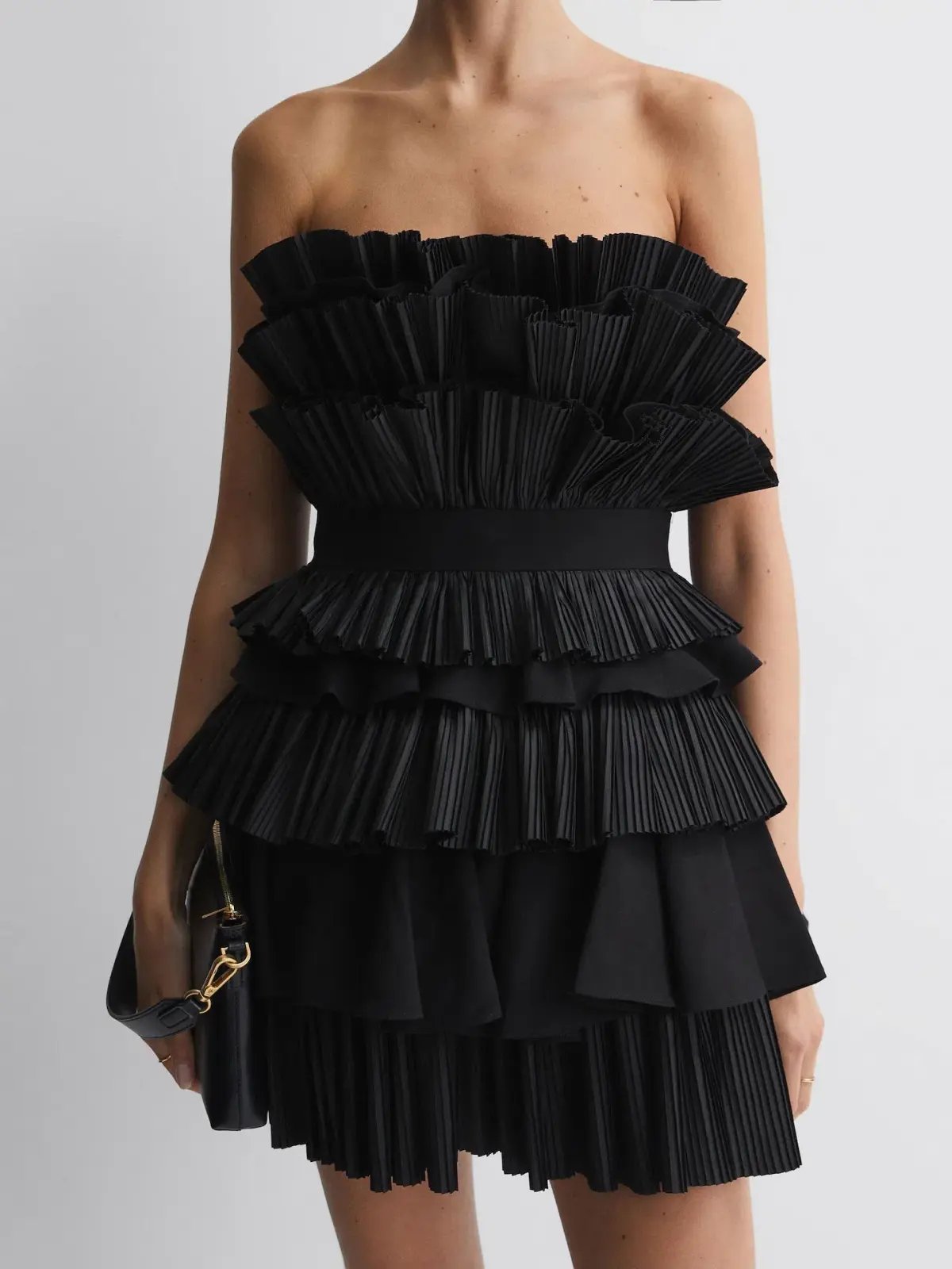 Acler Elsher Strapless Tiered Mini Dress Black Size 10 photo 2