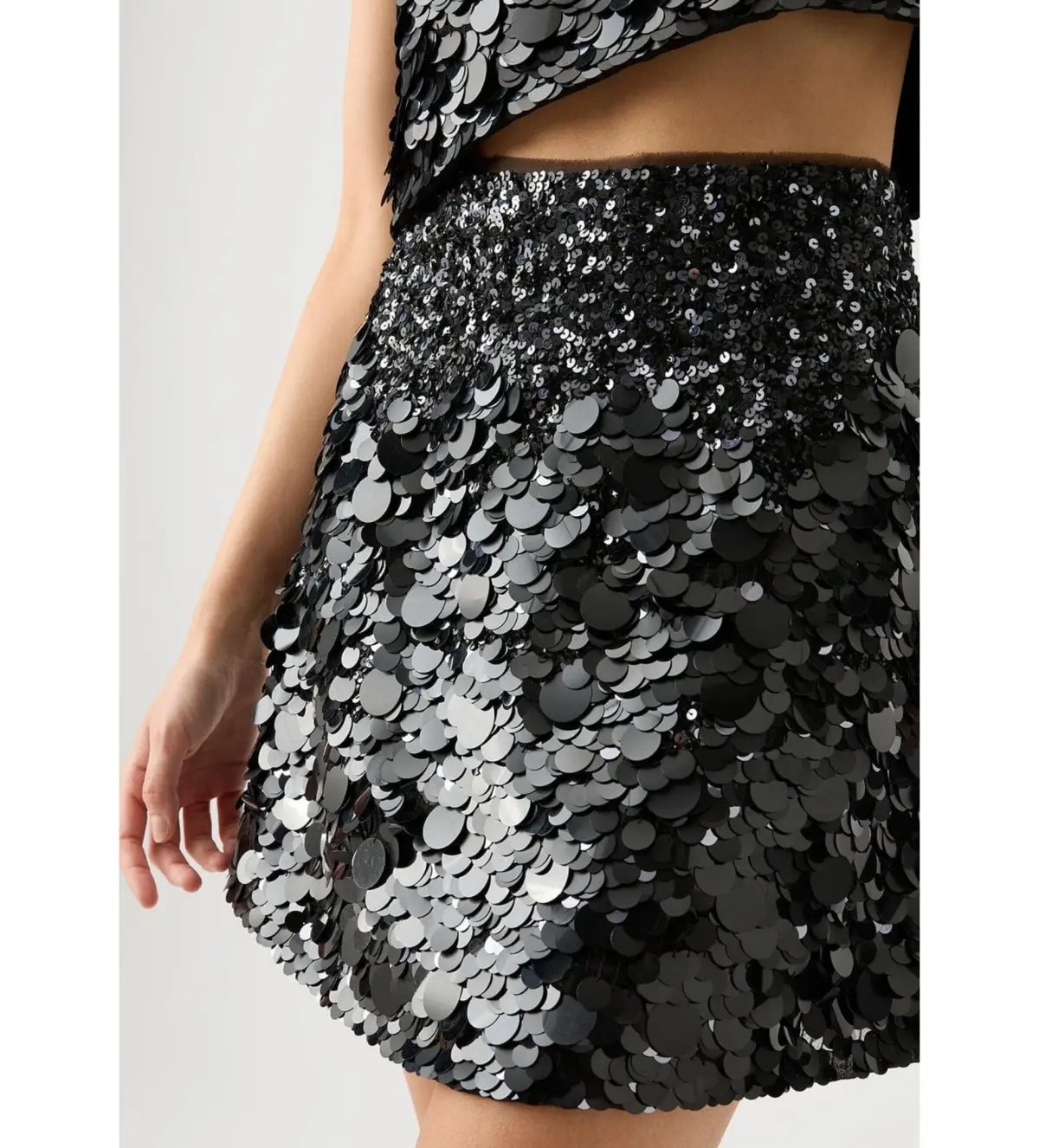 Aje Cherie Sequin Black Mini Skirt in Black Size AU 12 photo 4