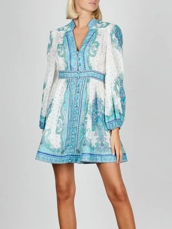 Zimmermann Bells Paisley Mini Dress Blue Size 1 / AU 10 photo 2