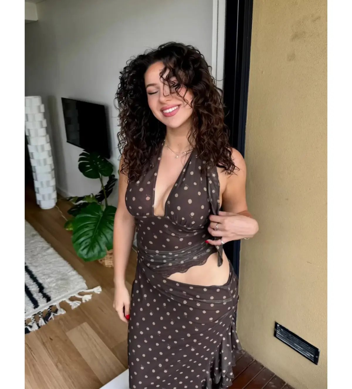 Benni Penelope Maxi Dress in Chocolate Polka Dot Size AU 6 photo 4