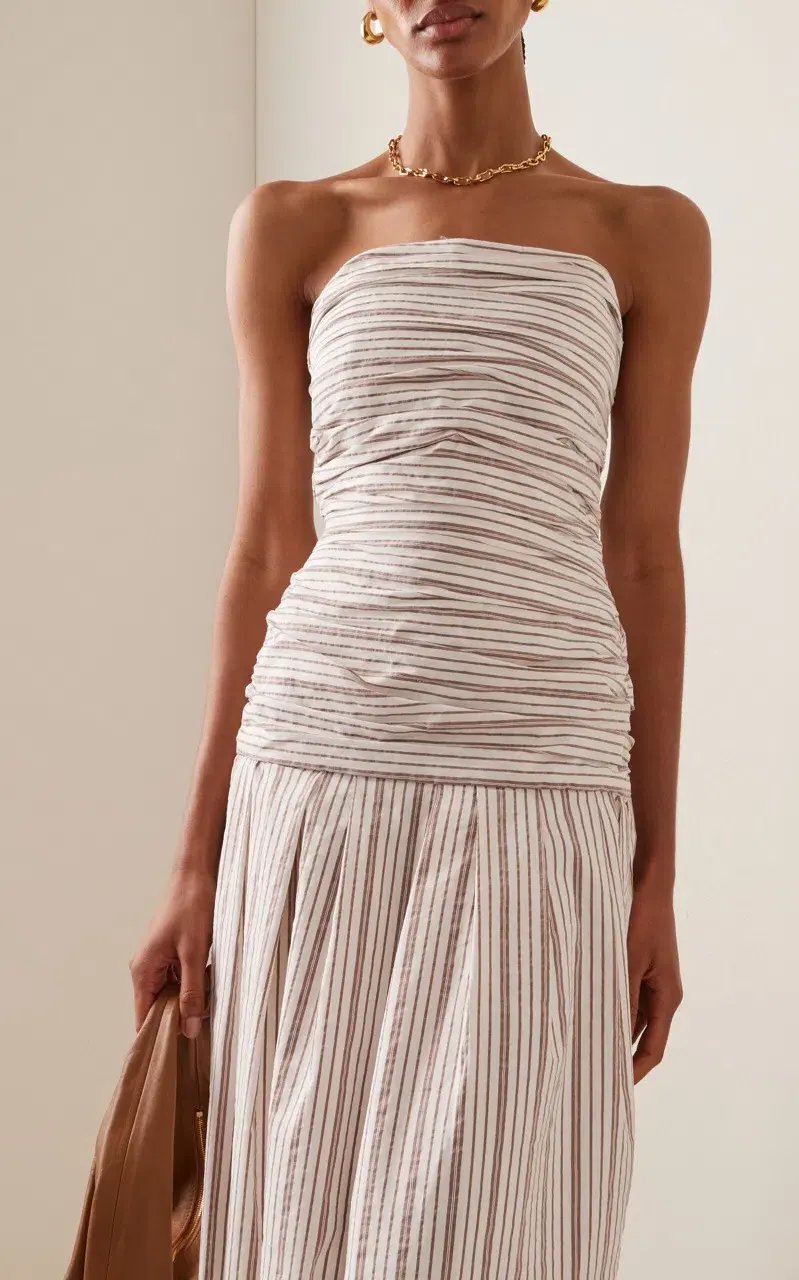 Anna Quan Isadora Strapless Maxi Dress Tobacco Stripe Size AU 6 photo 2