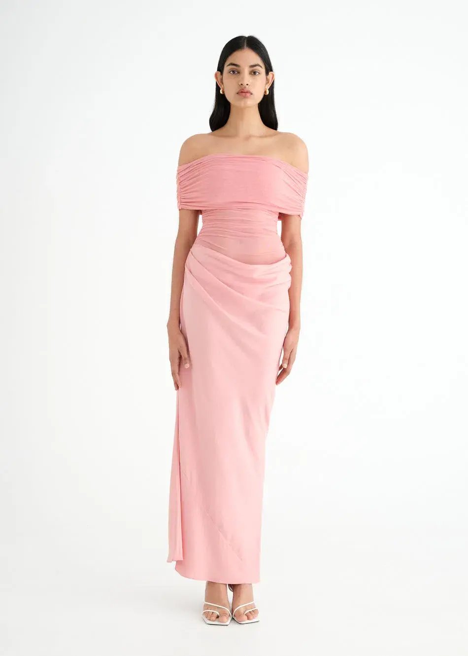 Benni Nico Off Shoulder Maxi Dress Candyfloss Size 8 photo 2