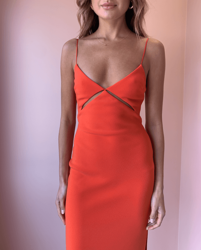 Bec & Bridge - Ulla Cut Out Midi Dress (Blood Orange) size 6 photo 2