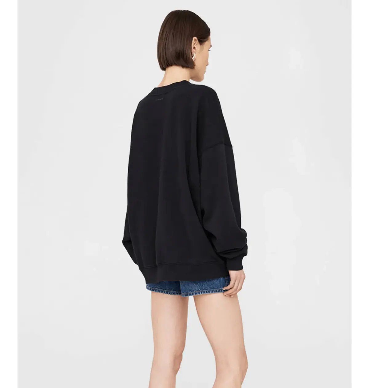 Anine Bing Miles Letterman Oversized Sweatshirt Black Size 12 photo 2