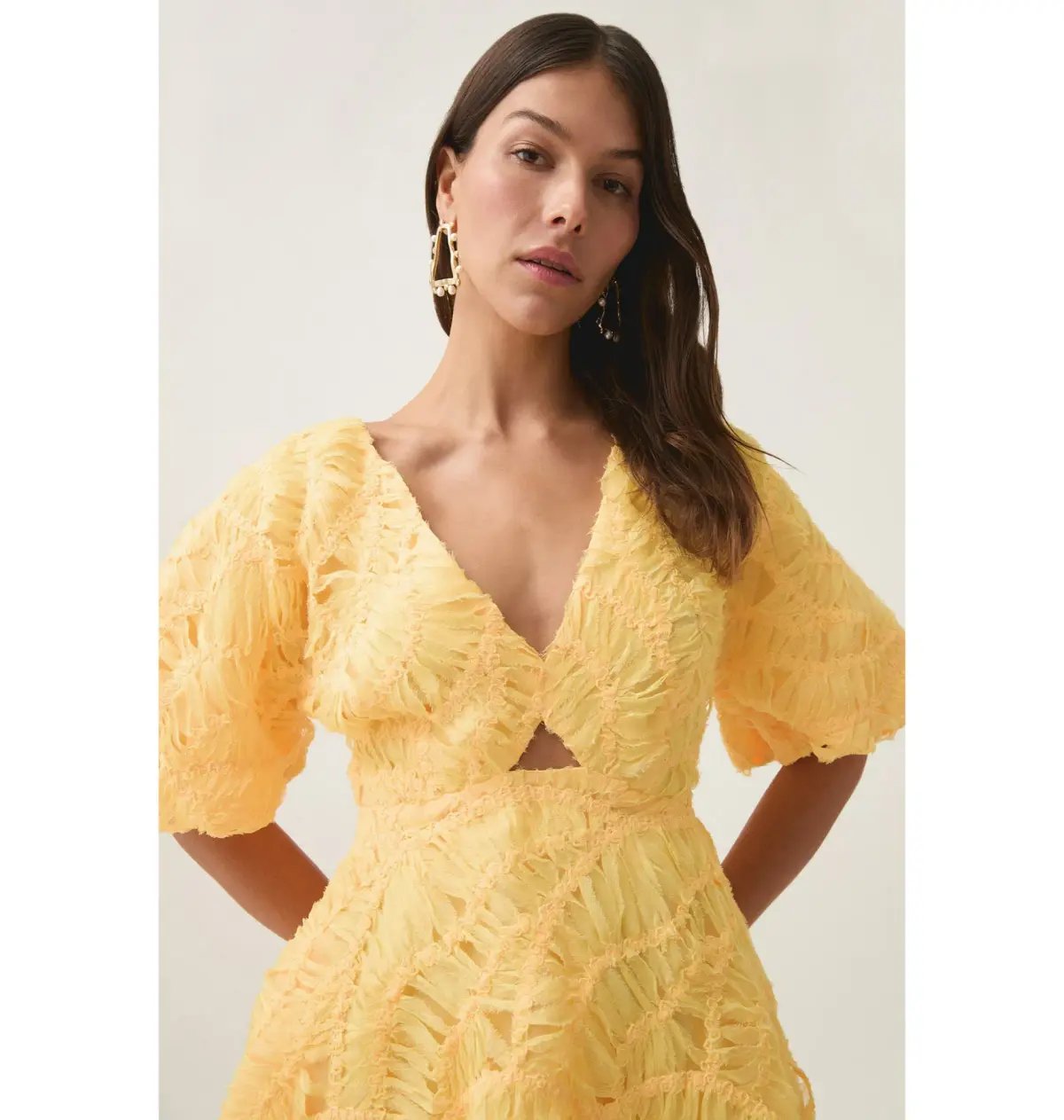 Aje Florential Mini Swing Dress Soft Yellow Size AU 8 photo 2
