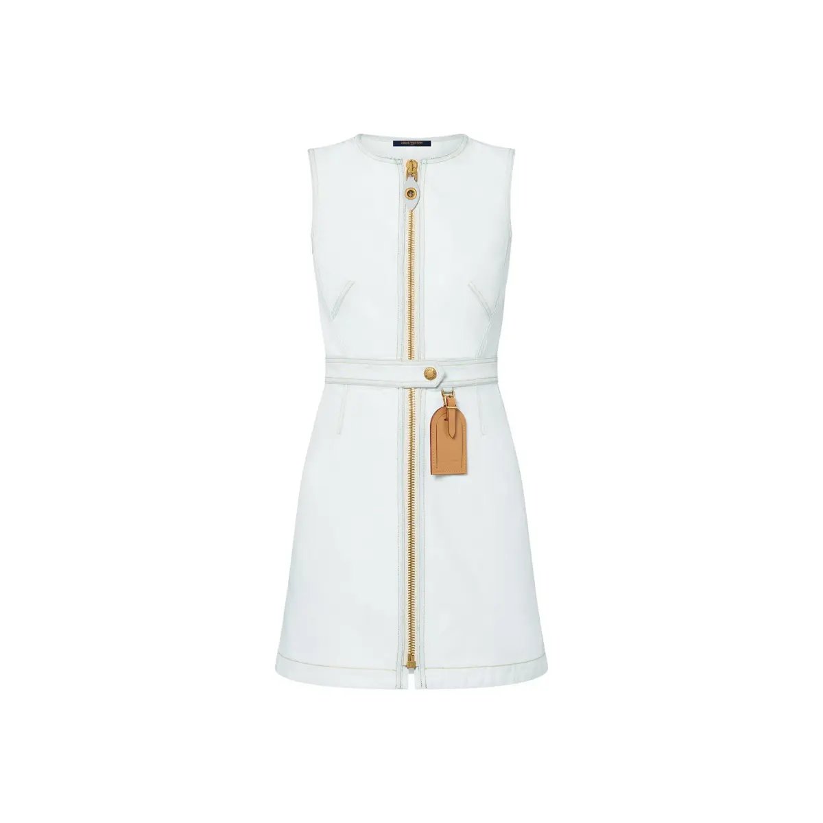 Louis Vuitton Bleached Denim Zip-Up Mini Dress White Size 10 photo 4
