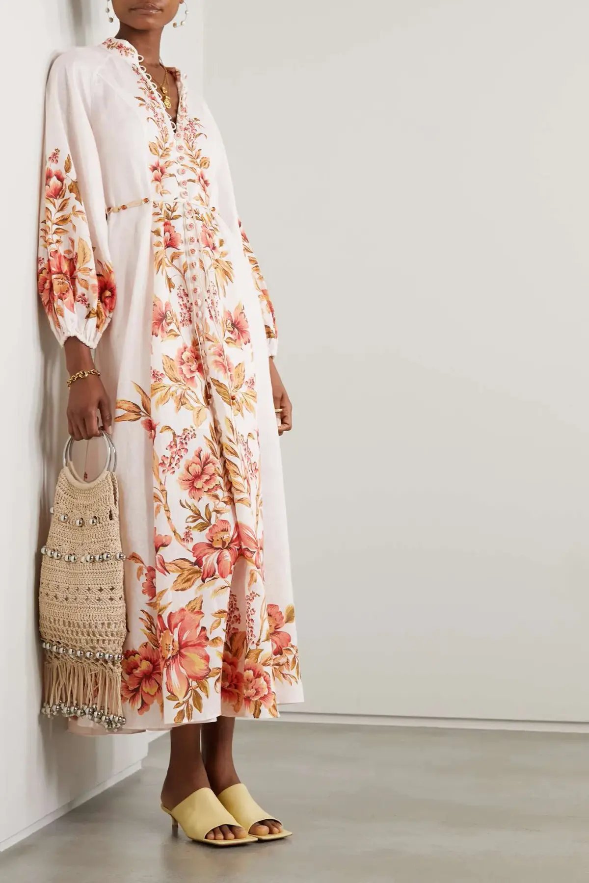 Zimmermann The Vacay Billow Long Dress in Peach Floral Size 4/Au 16 photo 8