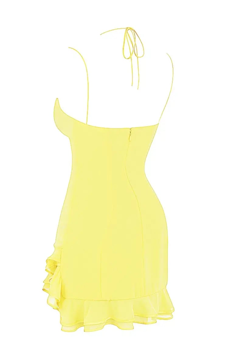 House of CB Rossella Ruffle Mini Dress in Yellow Size S / AU 8 photo 5