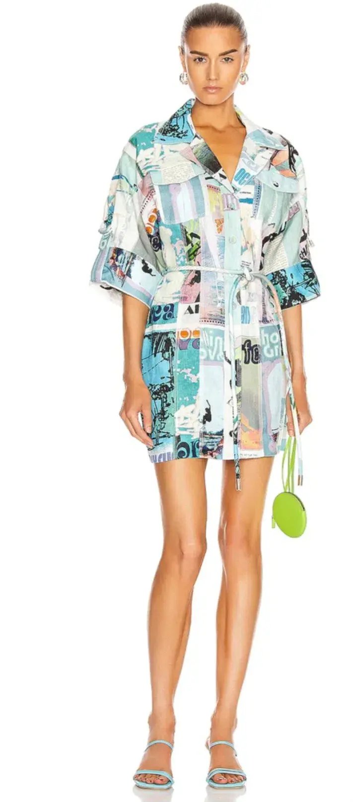 Zimmermann Glassy Safari Mini Dress Blue Poster Print Size 2 / AU 12 photo 4