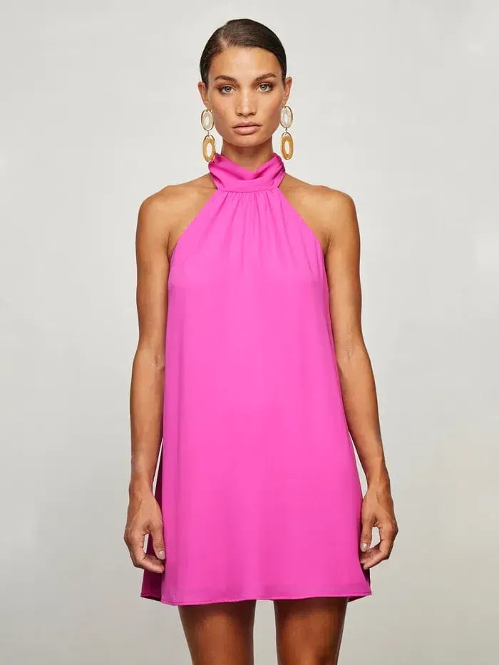 Krisa Tie Back Halter Dress Pink Size XS photo 4
