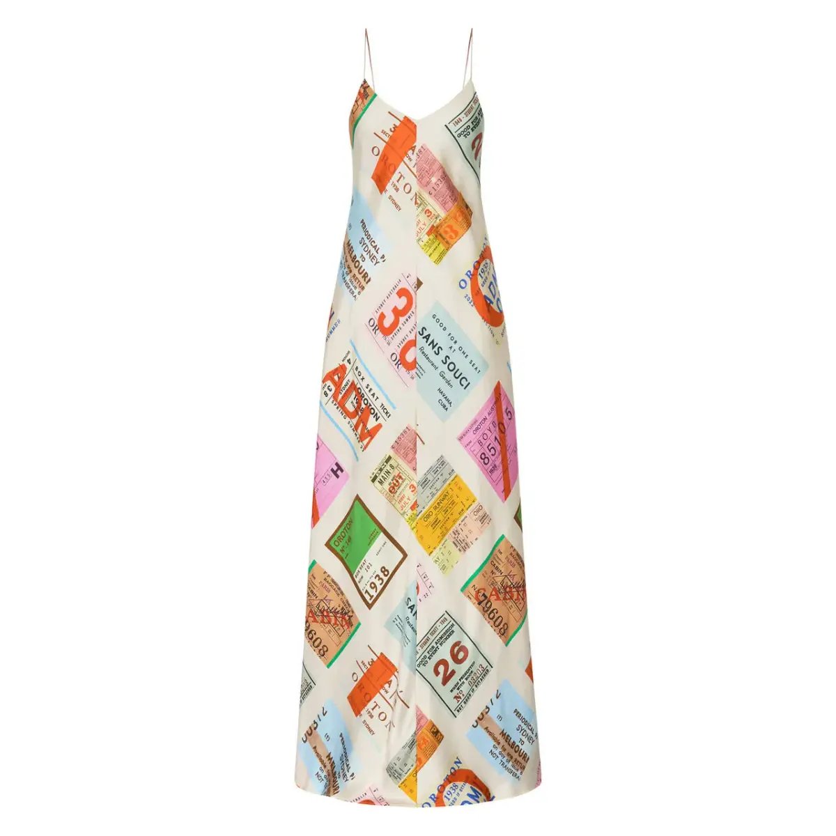 Oroton Ticket Print Slip Dress Fuchsia Size AU 12 photo 3