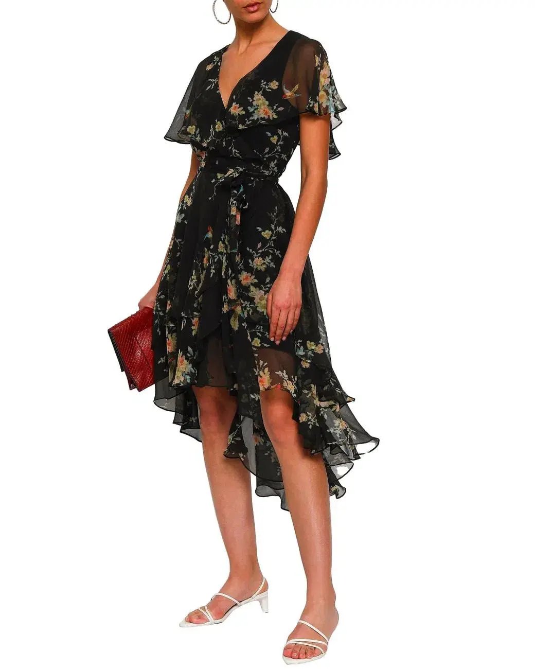 Zimmermann Maples Wrap Dress Black Bird Floral Size 0/AU 8 photo 2