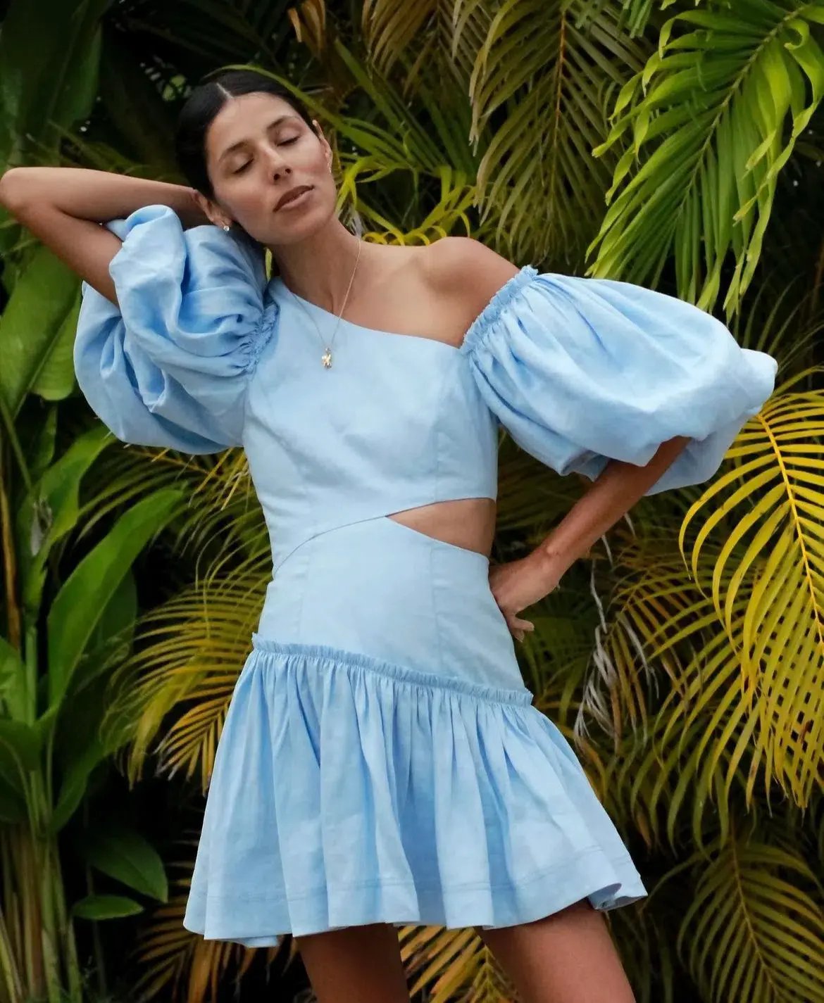 Aje Chateau Midi Dress Sky Blue Size 8 photo 3