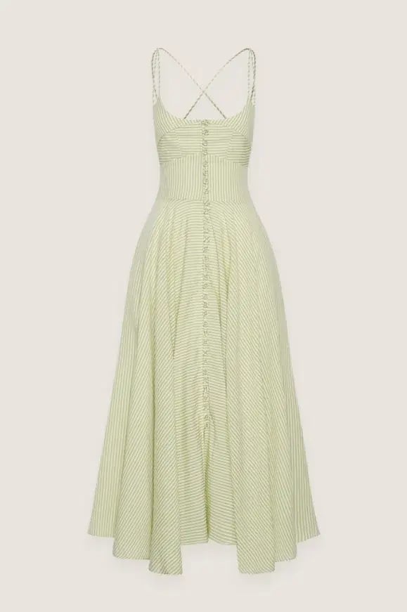 BY JOHNNY Pistachio Stripe Sun Dress Size 12 photo 8