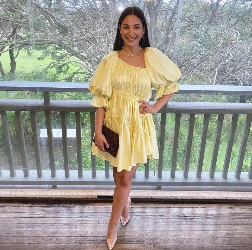 Aje Hushed Asymmetric Mini Dress Yellow Size 6 photo 5
