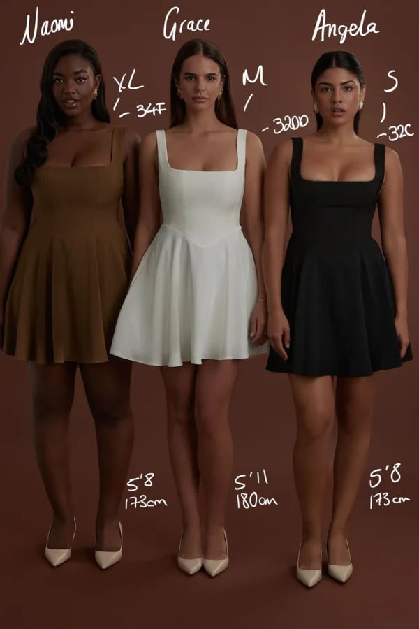 ODD MUSE HIGH WAIST SQUARE MINI DRESS - WHITE photo 5