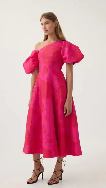 Aje Arista Tulip Sleeve Midi Dress Florescent Rose size 16 photo 2