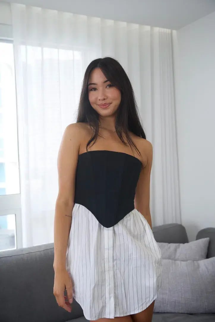 Dion Lee Internal Corset Mini Dress Black/White Size 6 photo 6