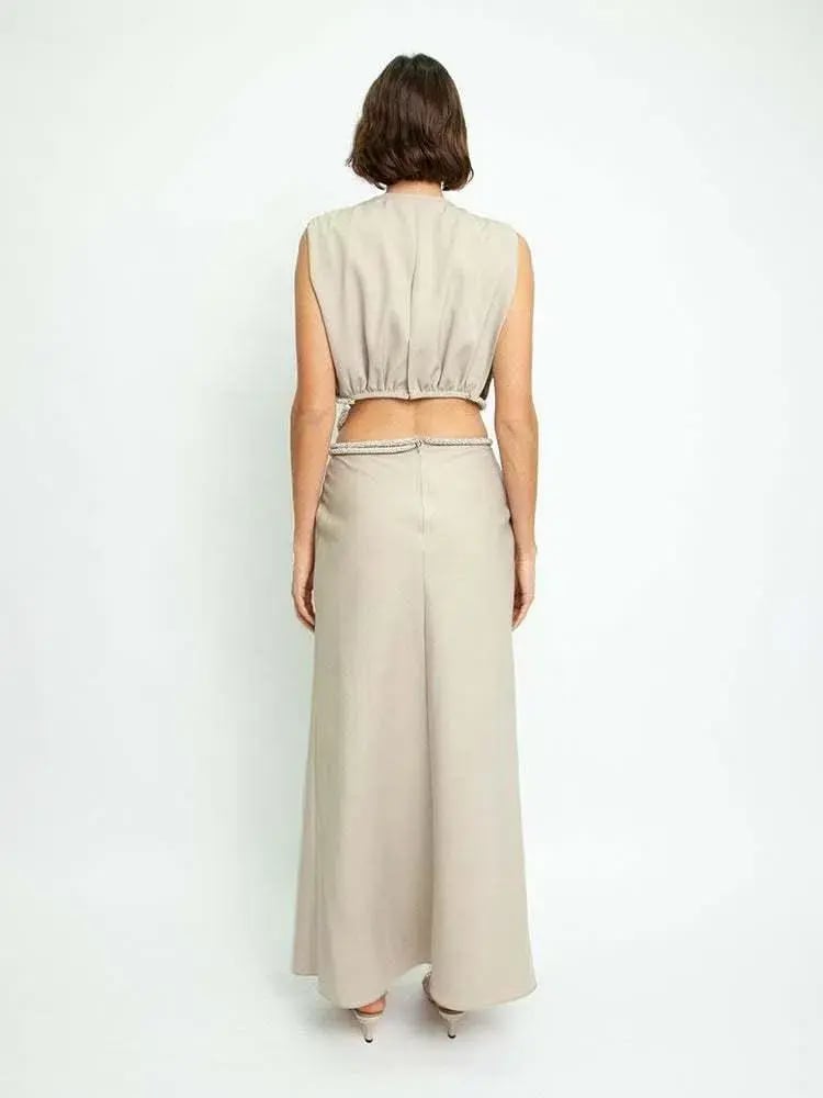 Christopher Esber Crystal Interweave Dress Beige Size 4 photo 2