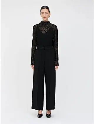 Veronika Maine Sheer Wave Funnel Neck Knit Black Size photo 5