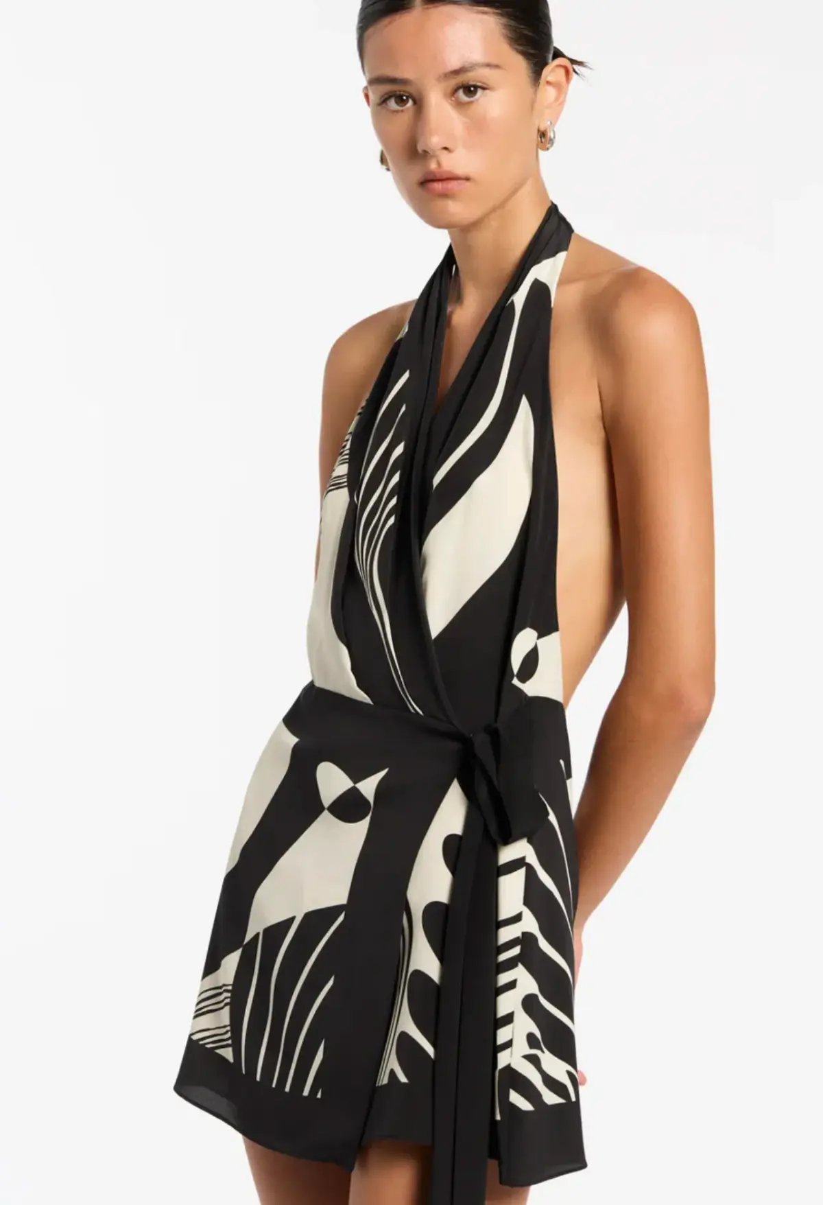 Sir the Label Realisme Wrap Halter Mini Dress Papier Print Size 1 / AU 8 photo 4