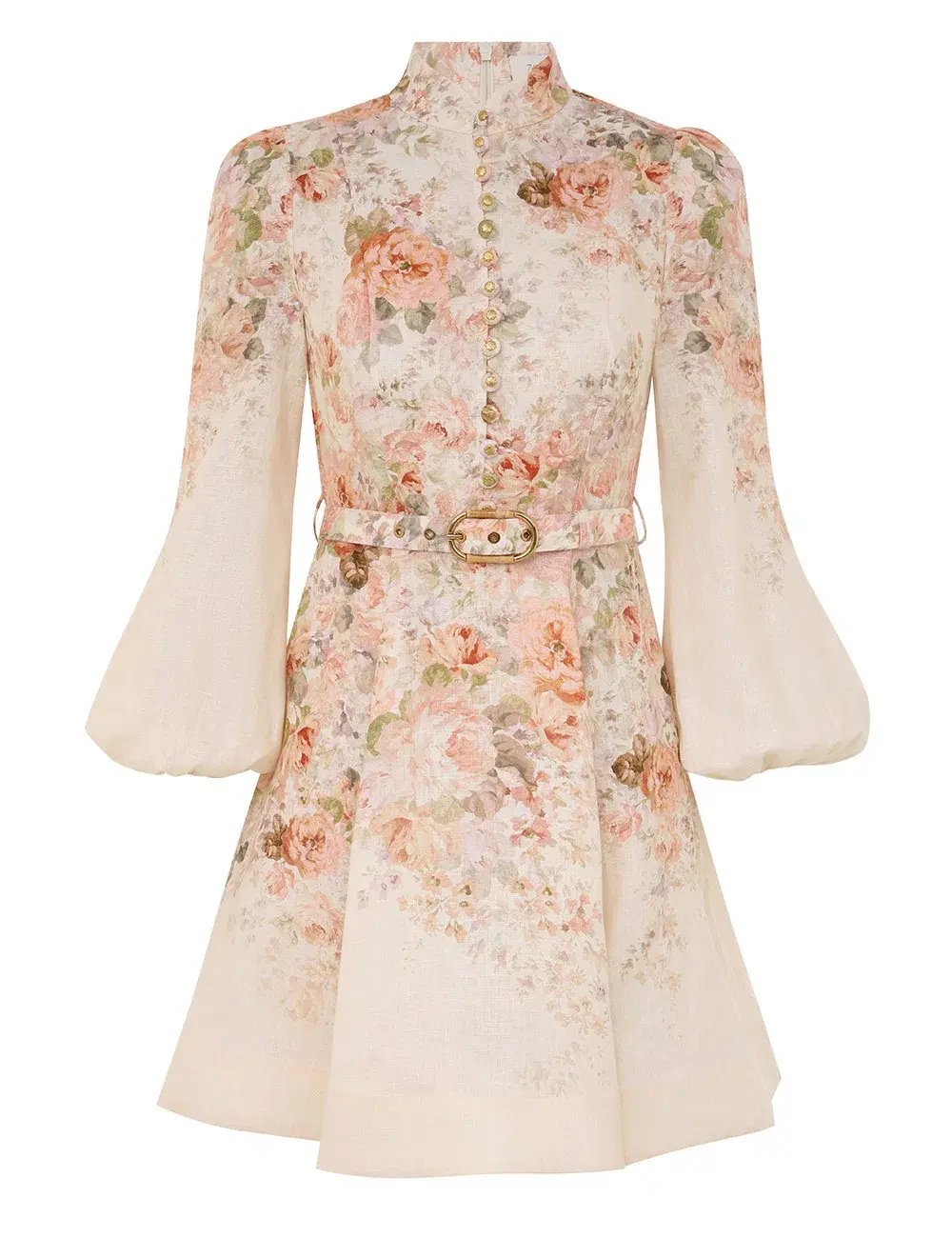 Zimmermann Illustration Buttoned Mini Dress Cream Rococo Floral Size 2 (AU12) photo 5