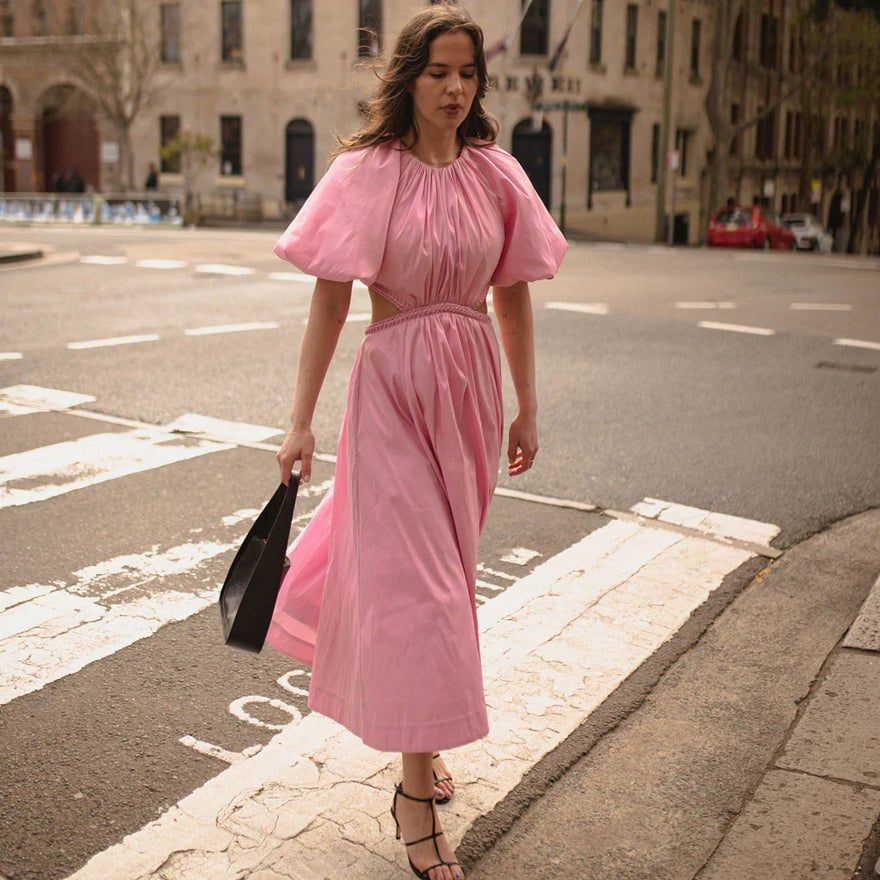 Aje Capucine Puff Sleeve Midi Dress | Pink photo 4
