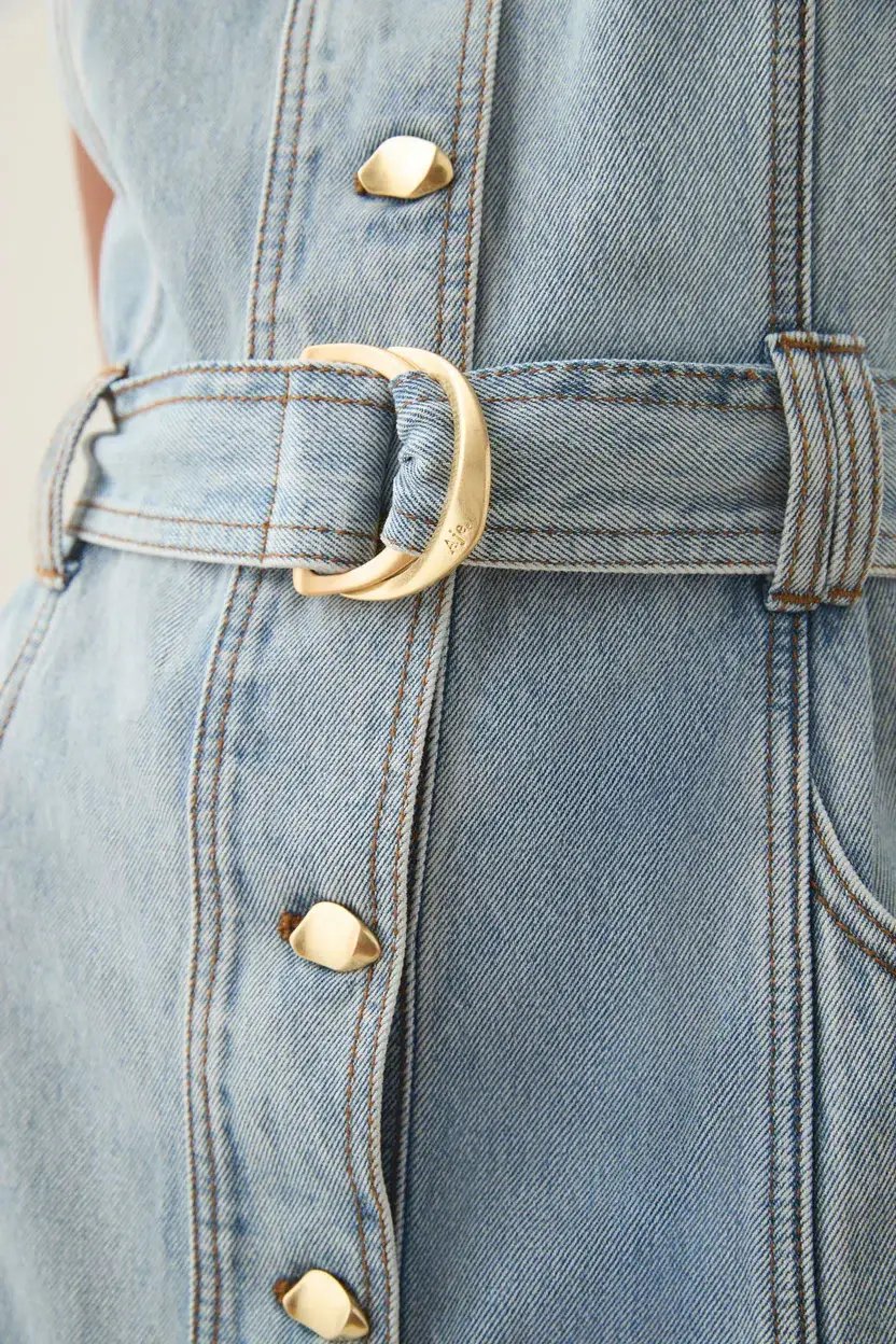 Aje Aura Denim Midi Dress Size 8 photo 3