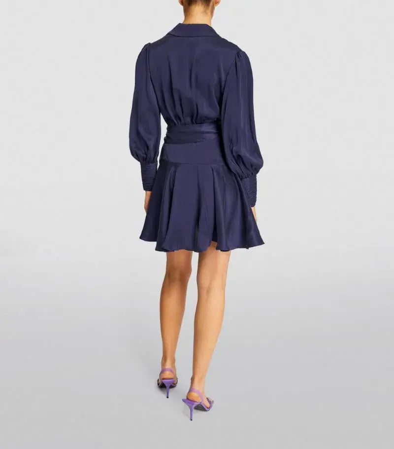 Zimmermann Silk Wrap Mini Dress Navy  Size 1/Au 10 photo 2