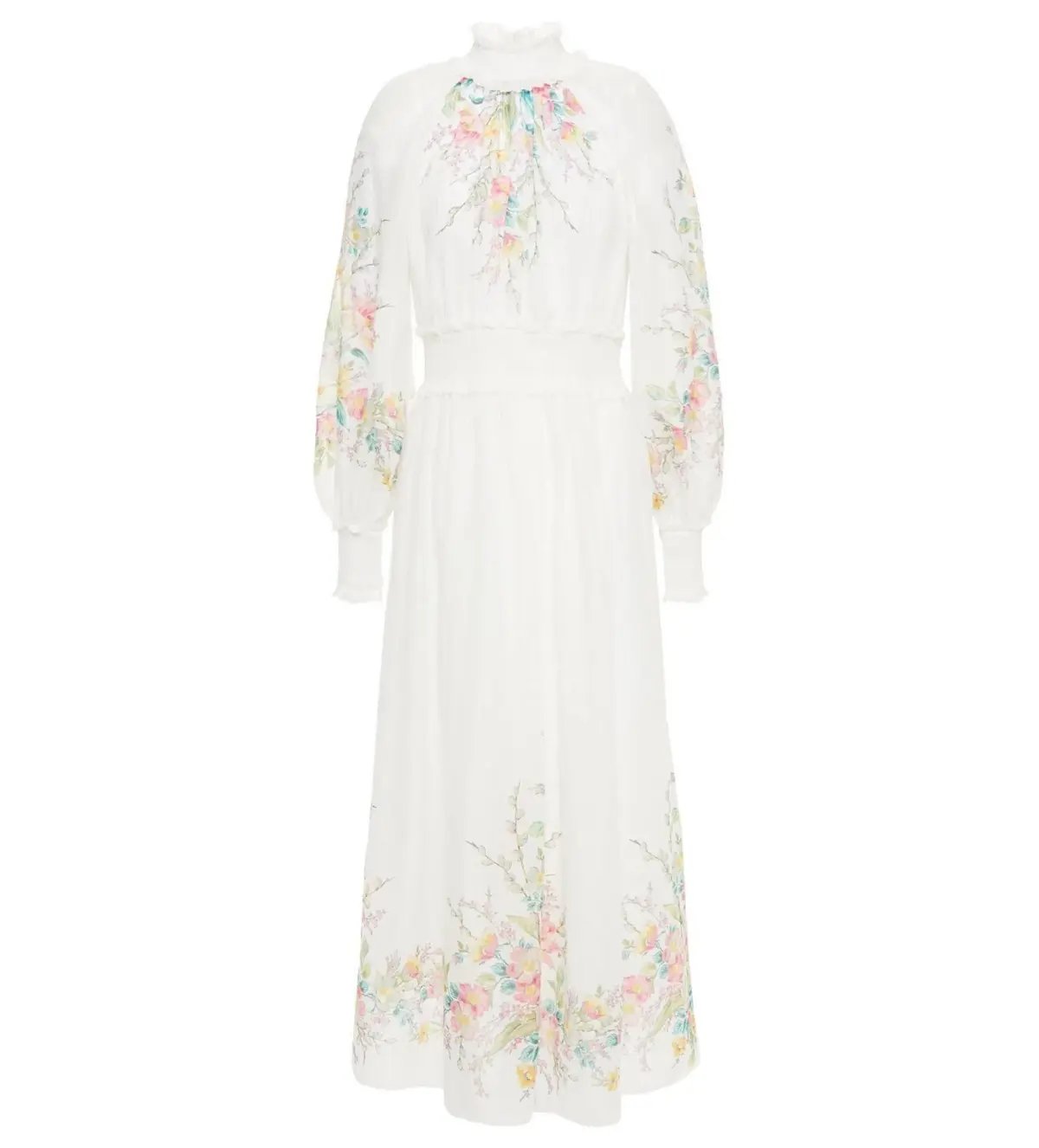 Zimmermann Zinnia Shirred Waist Maxi Dress White Floral Size 0 / AU 8 photo 6