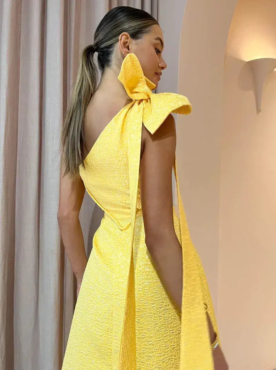 Rachel Gilbert Emiliano Midi Dress in Lemondrop Size 12 photo 4