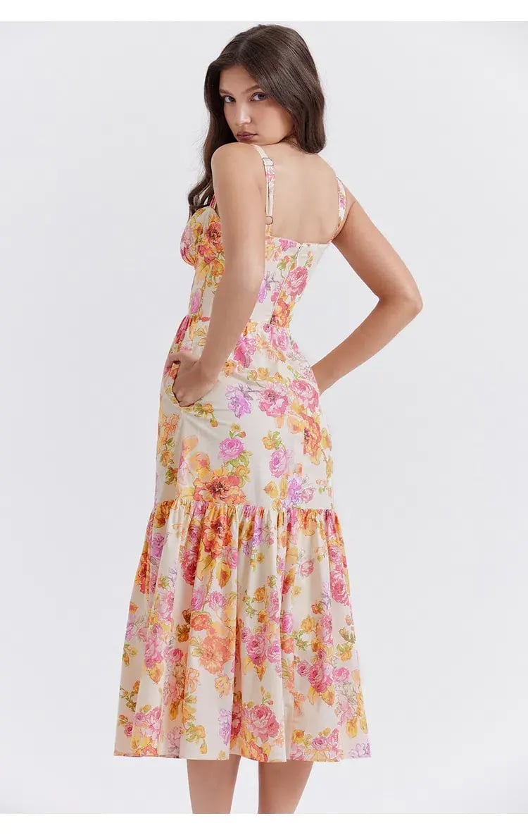 House of CB Elia Midi Dress Ivory Floral Size L / Au 12 (+cup) photo 3