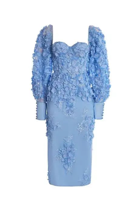 Alamour The Label Ginvra 3D Flower Dress Blue Size M /Au 10 photo 6