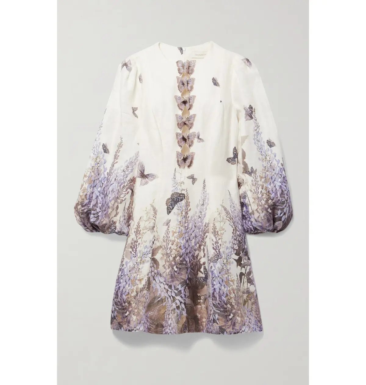 Zimmermann The Luminous Butterfly Mini Dress in Ivory Lavender Tea Size 2 / AU 12 photo 5