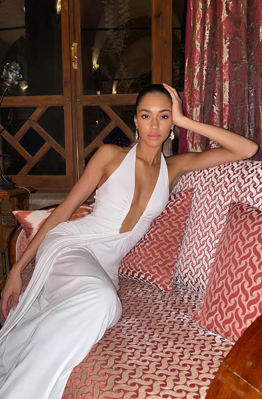 Misha Jennifer Cupro Maxi Dress Ivory Size 8/S photo 4