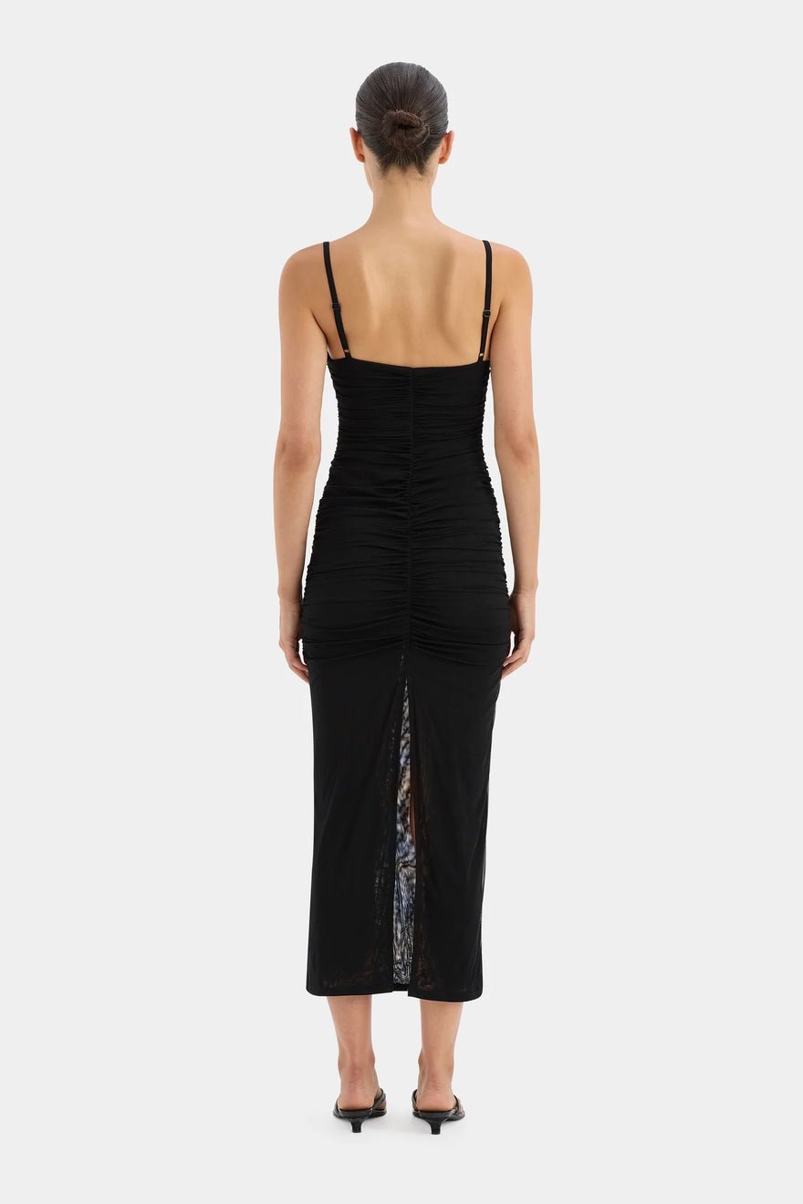 Sir The Label Jacques Gathered Midi Dress - Black photo 2