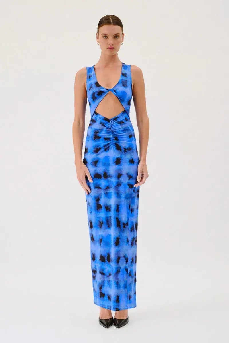 Suboo Shibori Sleeveless Reversible Twist Front Maxi Dress Blue Print Size S / AU 8 photo 2