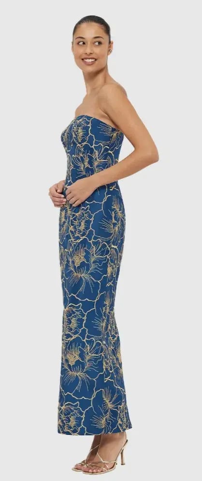 Leo Lin Rayna Bustier Maxi Dress Marine Blue Size 6 photo 4