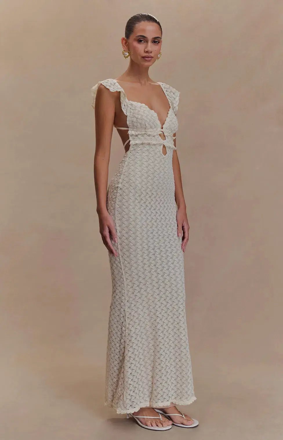 Meshki Ezra Lace Maxi Dress in Ivory Size 4 photo 2