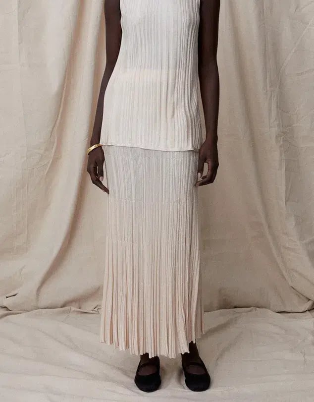 Blanca Adelina Top and Skirt Set Cream Size 8 photo 5