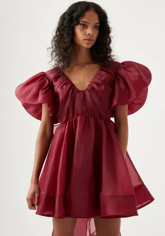 Aje Gretta Bow Back Mini Dress Burgundy Size 6 photo 2