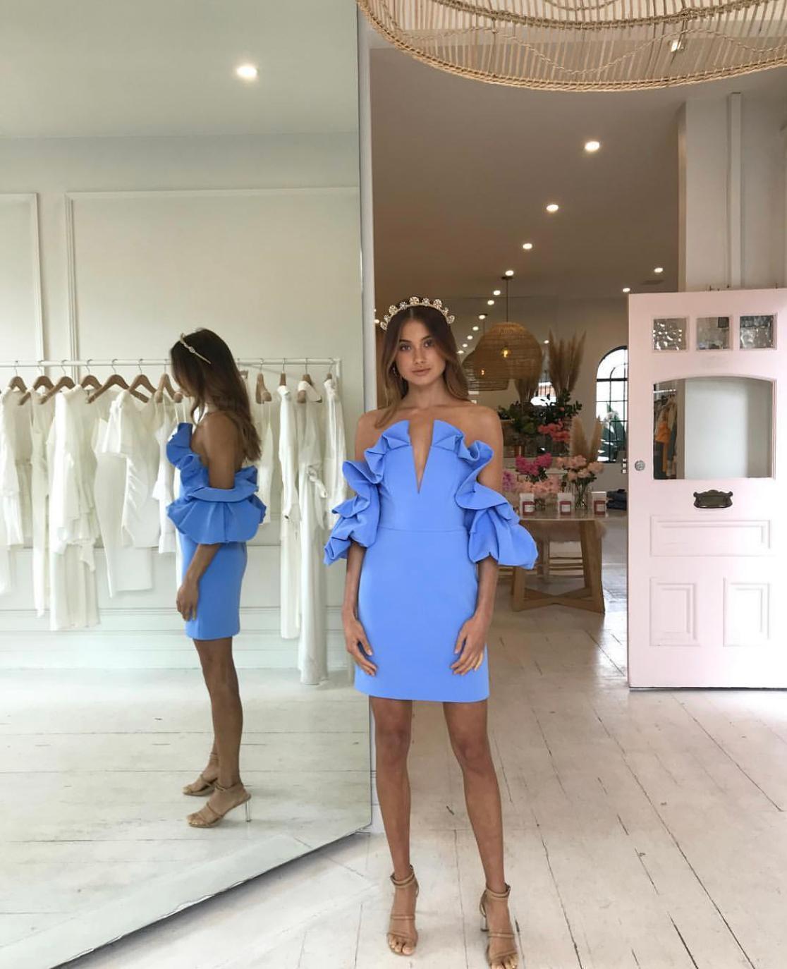 Acler Hitching Mini Dress Blue Size 6 photo 4